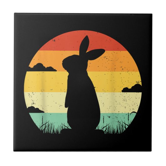 Rabbit Retro  80s Style Bunny Lover Tegeltje (Voorkant)
