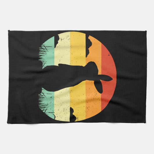 Rabbit Retro 80s Style Bunny Lover Theedoek (Horizontaal)