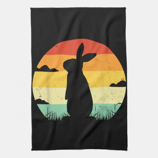 Rabbit Retro  80s Style Bunny Lover Theedoek (Verticaal)