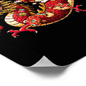 Rabbit Ride Chinese Dragon Funny Mens Womens Happy Poster (Hoek)