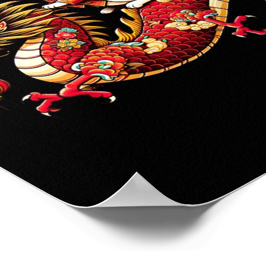 Rabbit Ride Chinese Dragon Funny Mens Womens Happy Poster (Hoek)