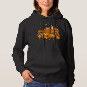 Rabbit Riding Truck Pumpkin Autumn Leaves Fall T-S Hoodie