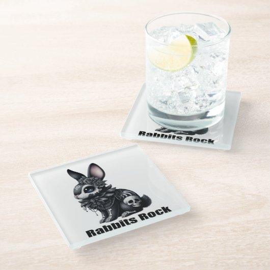 Rabbit Rock Glazen Onderzetter (Schuin)