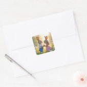 Rabbit Romance in een Daisy Field Vierkante Sticker (Envelop)