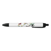 Rabbit run, Floral Animal Art Zwarte Inkt Pen (Bodem)