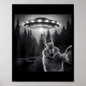 Rabbit Selfie With Ufo - Funny Bunny Graphic Alien Poster (Voorkant)