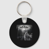 Rabbit Selfie With Ufo - Funny Bunny Graphic Alien Sleutelhanger (Voorkant)
