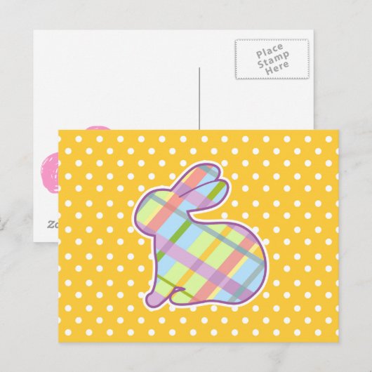 Rabbit Shape op Yellow Polka Dots Background Briefkaart (Voorkant / Achterkant)