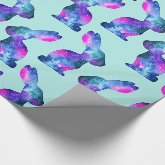 Rabbit Silhouette, Pattern, Waterverf Galaxy Cadeaupapier (Hoek)