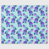 Rabbit Silhouette, Pattern, Waterverf Galaxy Cadeaupapier (Vlak)