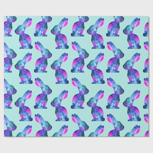 Rabbit Silhouette, Pattern, Waterverf Galaxy Cadeaupapier (Vlak)
