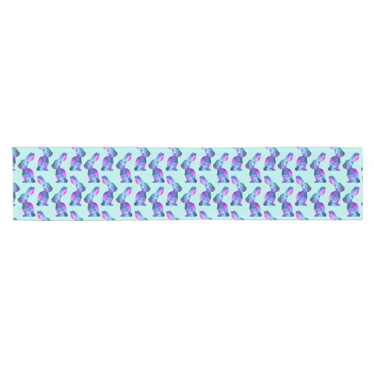 Rabbit Silhouette Pattern, Waterverf Galaxy Korte Tafelloper (Horizontaal)