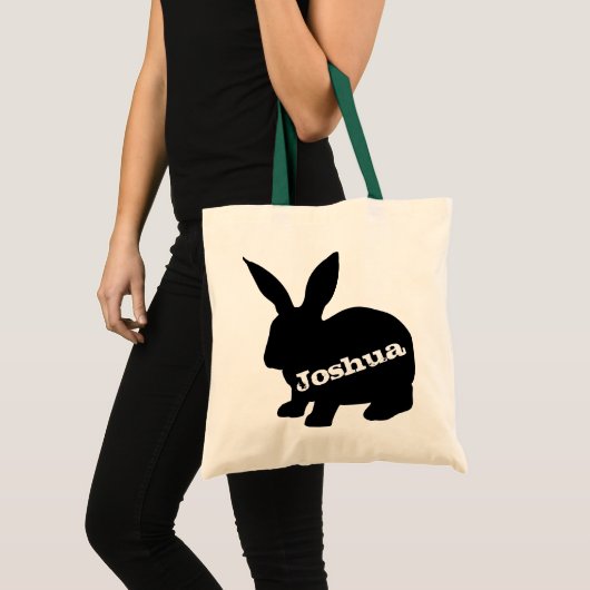 Rabbit Silhouette Personalized Name Tote Bag (Voorkant (product))