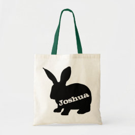 Rabbit Silhouette Personalized Name Tote Bag