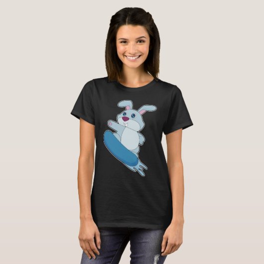 Rabbit Snowboard Winter Sport T-shirt (Voorkant volledig)