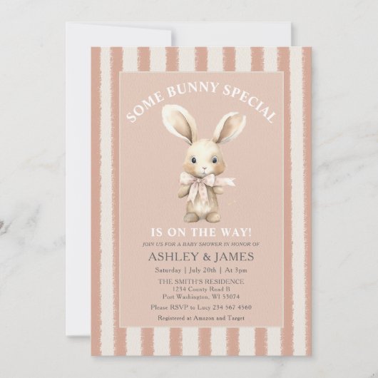 Rabbit Some Bunny is onderweg naar het Baby shower Kaart (Voorkant)