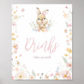 Rabbit Somebunny Baby shower Drinken Poster (Voorkant)