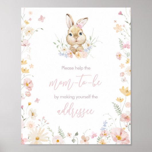 Rabbit Somebunny Baby shower Envelope Station Poster (Voorkant)