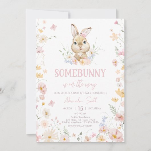 Rabbit Somebunny Baby shower Kaart (Voorkant)