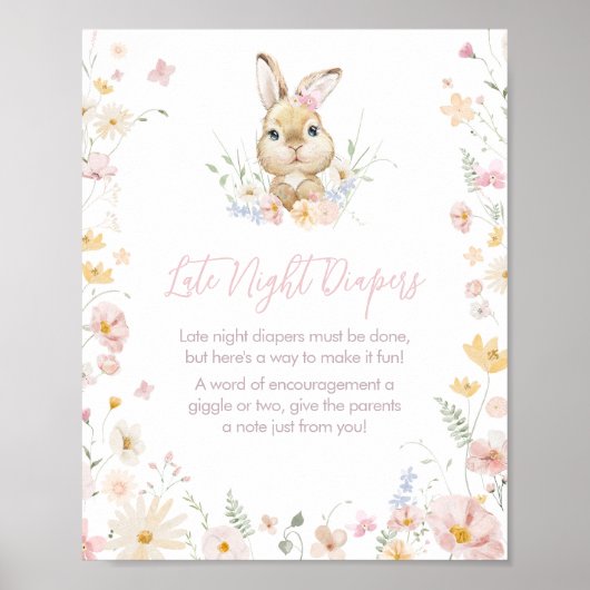 Rabbit Somebunny Baby shower Late Night Luiers Poster (Voorkant)