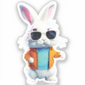 Rabbit Sticker with Jacket and Sunglasses (Voorkant)