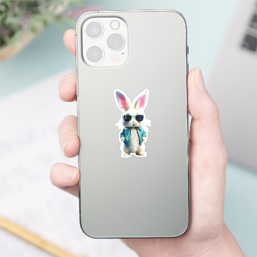 Rabbit Sticker with Jacket and Sunglasses (Telefoon)