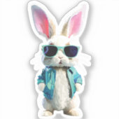Rabbit Sticker with Jacket and Sunglasses (Voorkant)