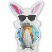 Rabbit Sticker with Jacket and Sunglasses (Voorkant)