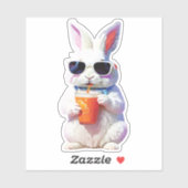 Rabbit Sticker with Sunglasses and Drink (Vel)