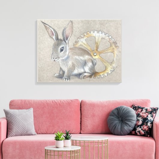Rabbit Stretched Canvas Print (Insitu (Woonkamer))