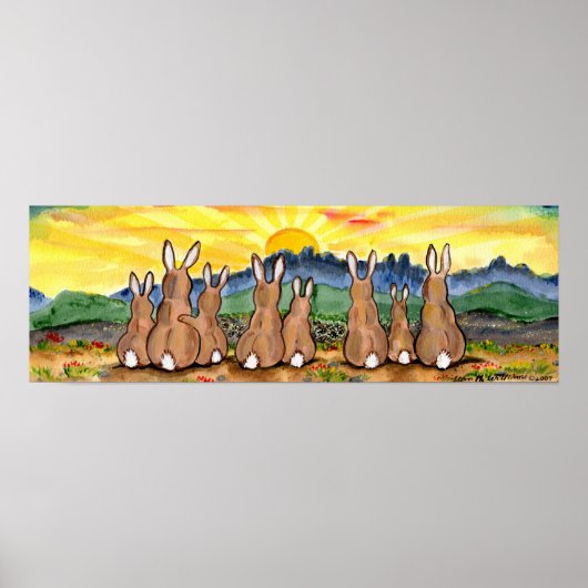 Rabbit Sunrise over Mountains Sunny Yellow Poster (Voorkant)