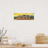 Rabbit Sunrise over Mountains Sunny Yellow Poster (Keuken)