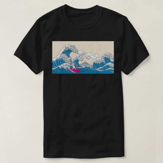 Rabbit Surfing Great Wave Off Kanagawa Surfer Rabb T-shirt (Design voorkant)