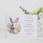 Rabbit Surrounded by Flowers Cute Baby Shower Kaart (Staand voorkant)