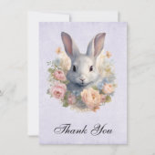 Rabbit Surrounded by Pastel Flowers Cute Bedankkaart (Voorkant)