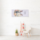 Rabbit Surrounded by Pastel Flowers Cute Easter Spandoek (Insitu)