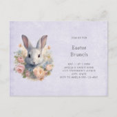 Rabbit Surrounded by Pastel Flowers Cute Easter Uitnodiging Briefkaart (Voorkant)