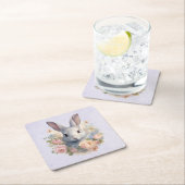 Rabbit Surrounded by Pastel Flowers Cute Kartonnen Onderzetters (Insitu)