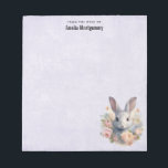 Rabbit Surrounded by Pastel Flowers Cute Notitieblok<br><div class="desc">Notepad with a sweet and adorable watercolor image. A bunny rabbit with white and gray fur. A garland of carnation flowers in pastel colors of pink and peach. A cute Easter, birthday or baby shower image for bunny rabbit lovers.</div>