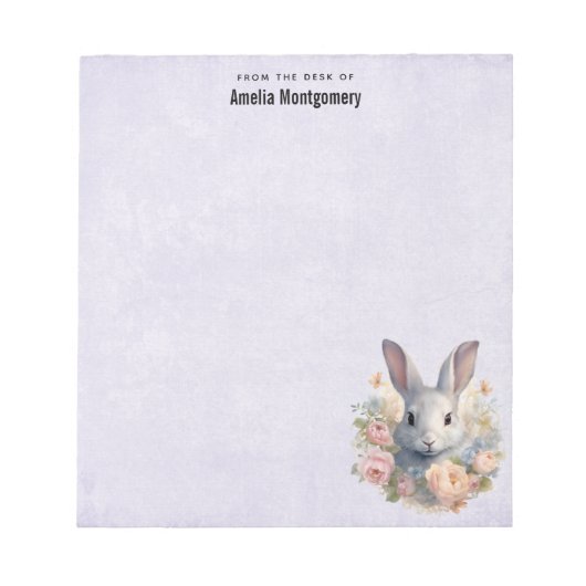 Rabbit Surrounded by Pastel Flowers Cute Notitieblok (Voorkant)