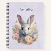 Rabbit Surrounded by Pastel Flowers Cute Notitieboek (Voorkant)