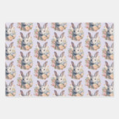 Rabbit Surrounded by Pastel Flowers Cute Pattern Inpakpapier Vel (Voorkant 2)