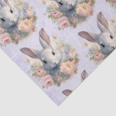 Rabbit Surrounded by Pastel Flowers Cute Pattern Tissuepapier (Detail)