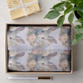 Rabbit Surrounded by Pastel Flowers Cute Pattern Tissuepapier (Geschenk)