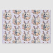 Rabbit Surrounded by Pastel Flowers Cute Pattern Tissuepapier (Voorkant)