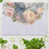 Rabbit Surrounded by Pastel Flowers Cute Theedoek (Gevouwen)