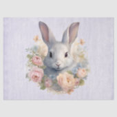 Rabbit Surrounded by Pastel Flowers Cute Tissuepapier (Voorkant)