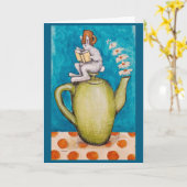 Rabbit Tea Get Well card Kaart (Gele Bloem)