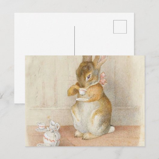 Rabbit Tea Party - Beatrix Potter Briefkaart (Voorkant / Achterkant)