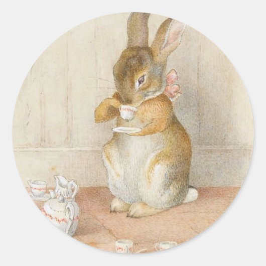 Rabbit Tea Party - Beatrix Potter Ronde Sticker (Voorkant)